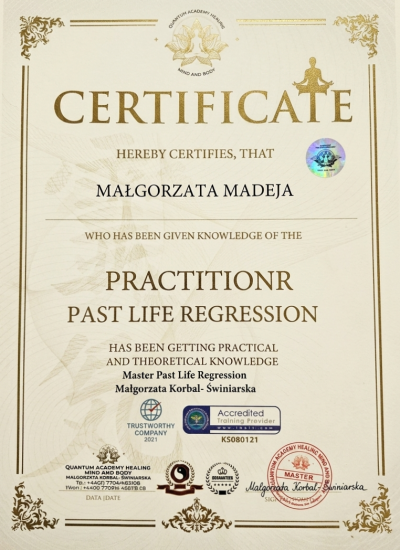 certyfikat PAST LIFE REGRESSION
